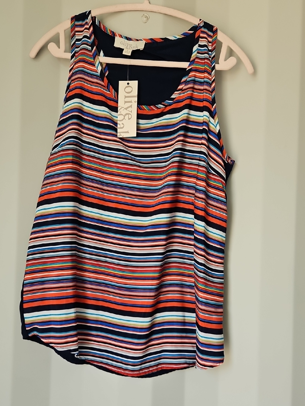 Olive & Oak Multi-Stripe Sleeveless Tank Top - Navy, Coral, Aqua